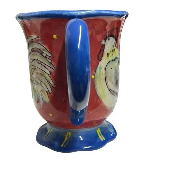 Certified International Susan Winget Rooster Design Footed Coffee Mug - Picture 3 of 5